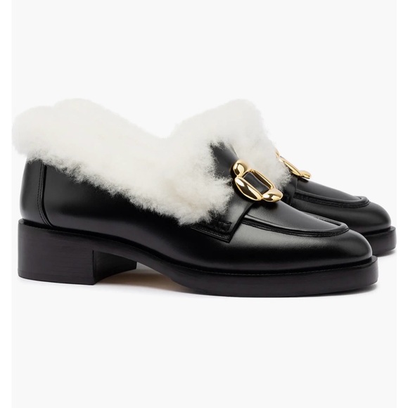 Larroude Shoes - Larroudé Women's Bobbie Shearling Trim Block Heel Loafers